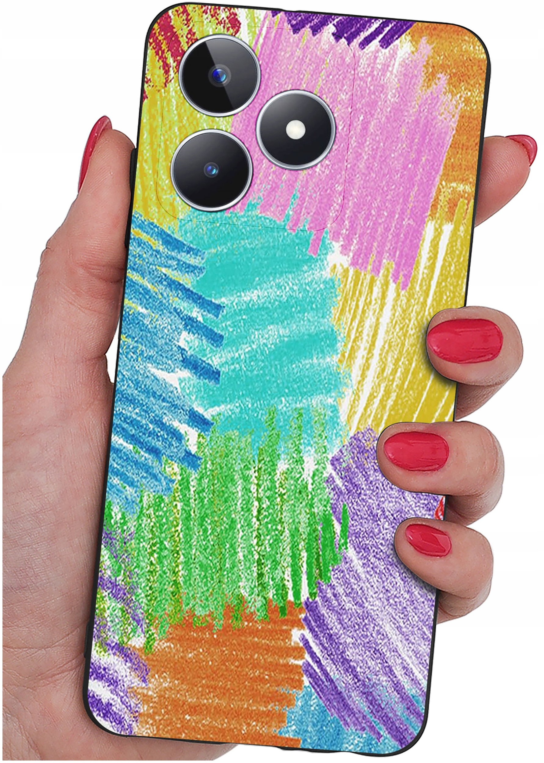 krainaGSM ETUI do Realme C51| C53 WZORY SILIKONOWE MATT CASE + SZKŁO 9H