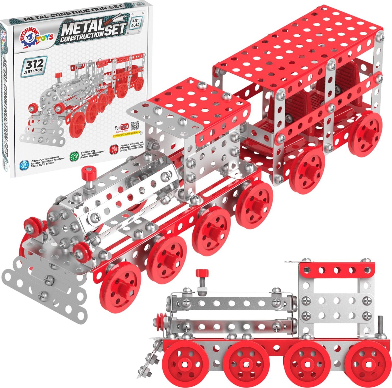 Technok Zestaw Konstrukcyjny Metalowy Pociąg Do Składania Konstruktor 312 Elementów