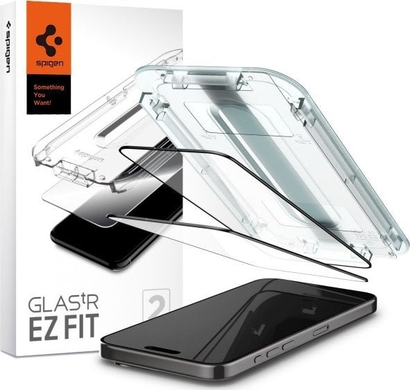 Spigen Spigen Glass tR EZ Fit 2 Pack, FC Black - iPhone 15 Pro Max
