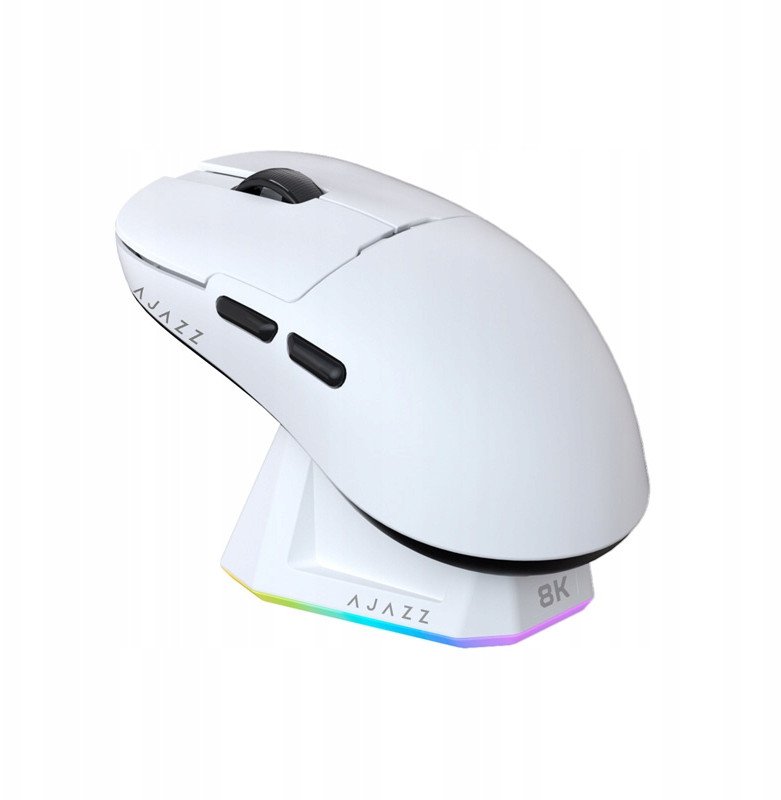 Mysz gamingowa bezprzewodowa Ajazz AJ159PRO -3 Mod-White-Pixart 3395-8K Charging Dock