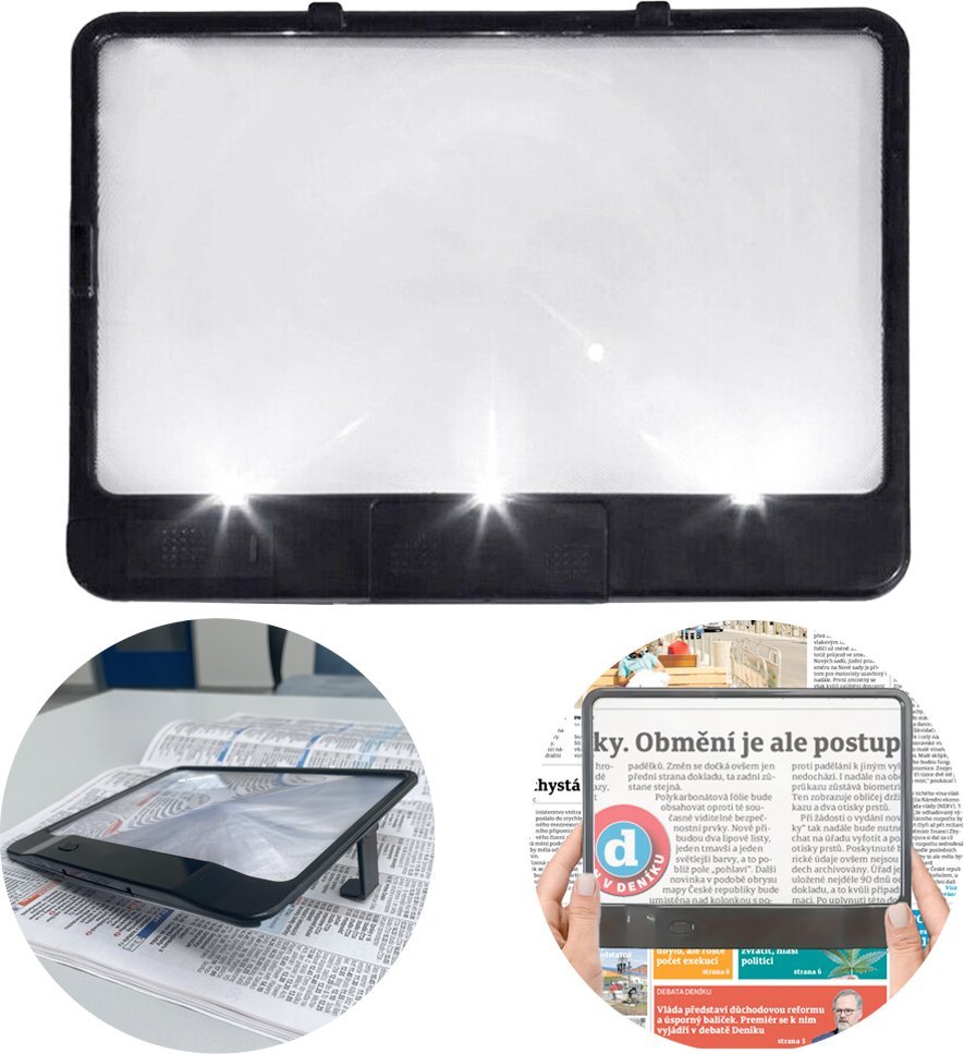 Home Life Lupa do czytania z oświetleniem LED i stojakiem 18x14 cm