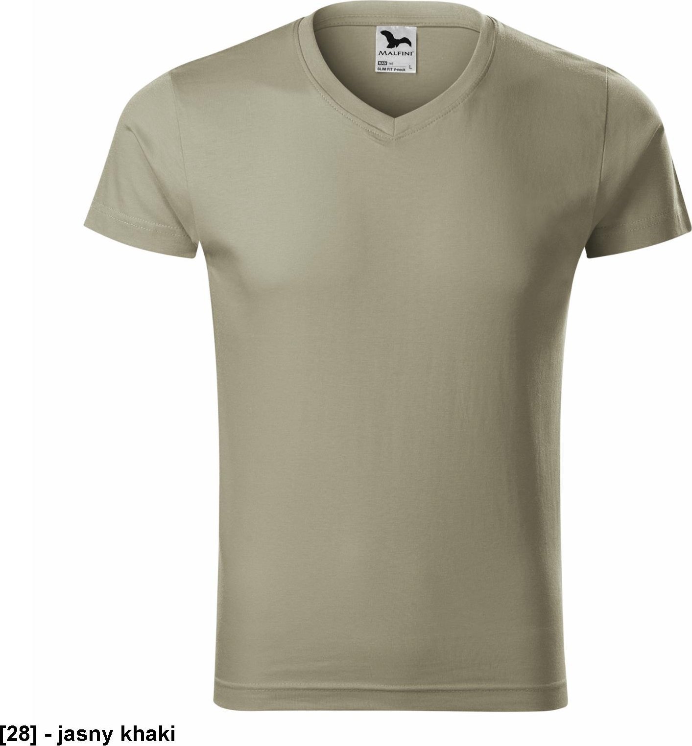 MALFINI Slim Fit V-neck 146 - ADLER - Koszulka męska, 180 g/m2 - jasny khaki M