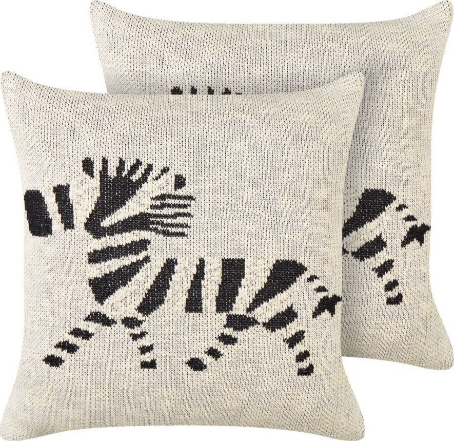 Beliani 2 bawełniane poduszki dla dzieci z motywem zebry beżowe JABORI