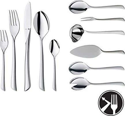 WMF Zestaw sztućców WMF Virginia, osoby 12, sztuki 66, sztuki 60 ze sztućcami do serwowania, ostrze noża włożone, stal nierdzewna Cromargan Protect, c