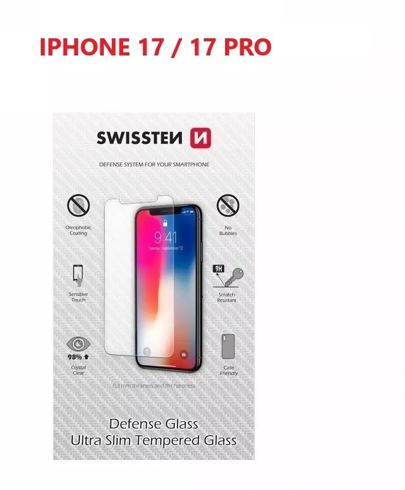 Swissten Ultra Slim Tempered Glass for Apple iPhone 17 / 17 Pro