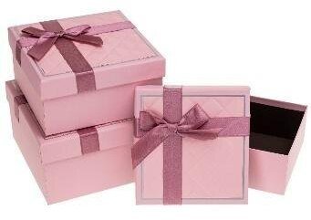 Pudełko prezentowe 3szt różowe ROZETTE