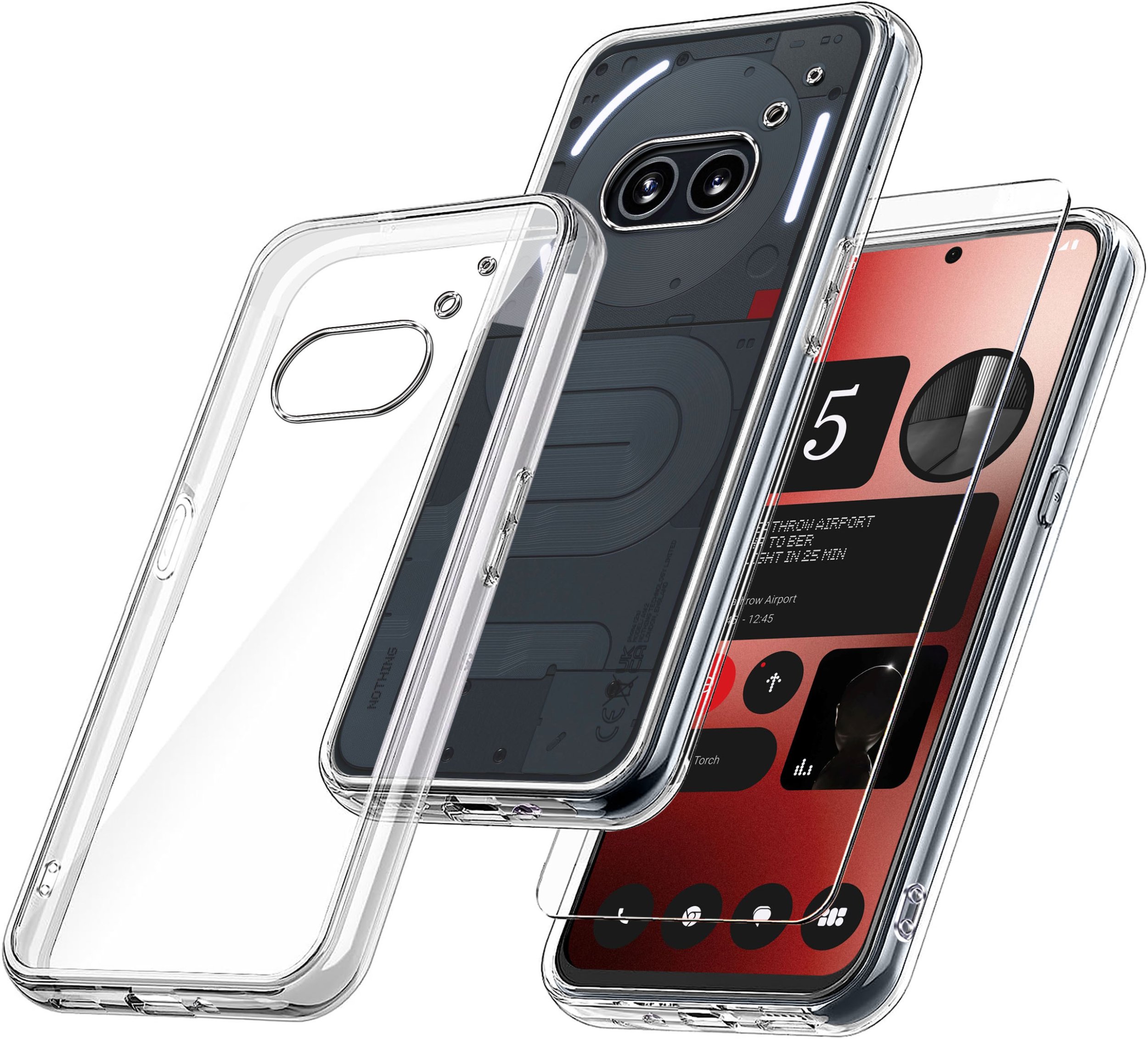 Etui do Nothing Phone 2a WZMACNIANE 360 CLEAR + Szkło 9H