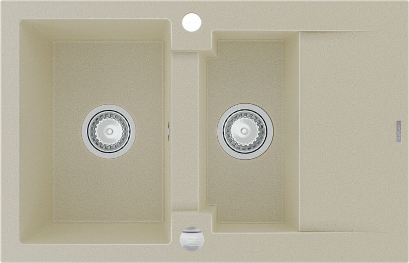Zlewozmywak Mexen Gaspar granitowy 1,5-komorowy z krótkim ociekaczem 737 x 475 mm, beżowy - 6507731505-69