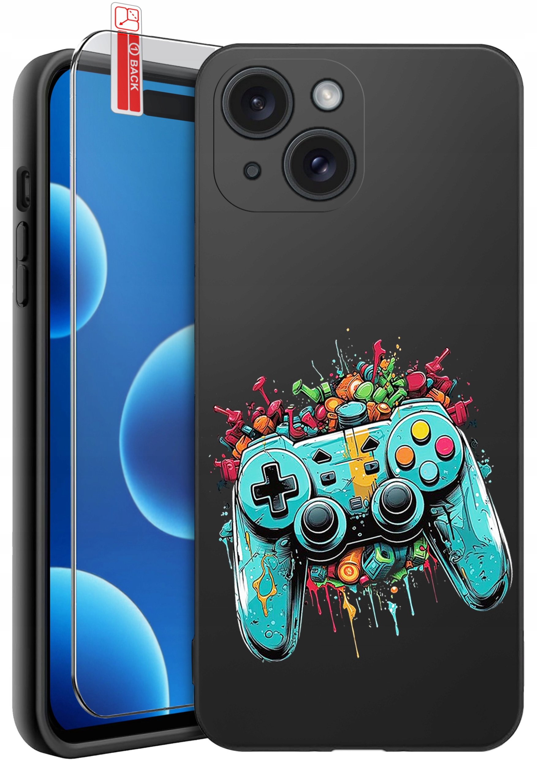 ETUI do iPhone 15 | WZORY | SILIKONOWE MATT CASE + SZKŁO 9H