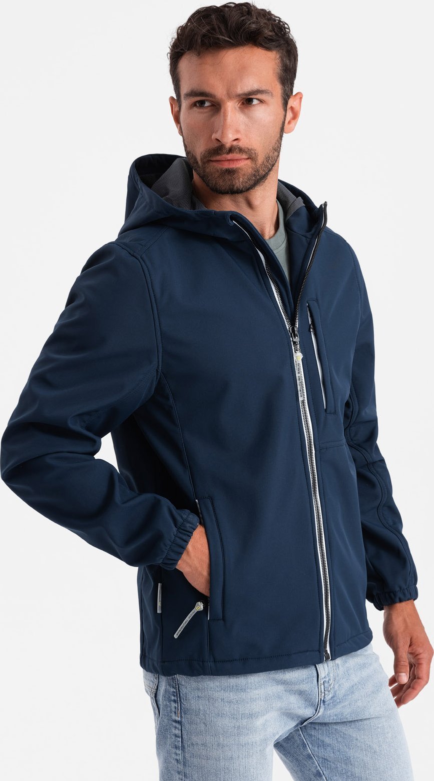 Kurtka męska Ombre Kurtka męska SOFTSHELL z polarowym środkiem - granatowy V5 OM-JANP-0137 XL