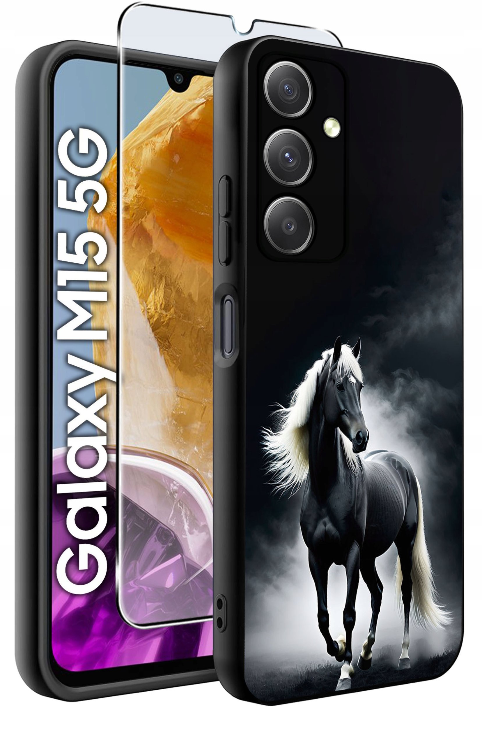 ETUI do Samsung M15 5G WZORY | SILIKONOWE MATT CASE + SZKŁO HARTOWANE 9H