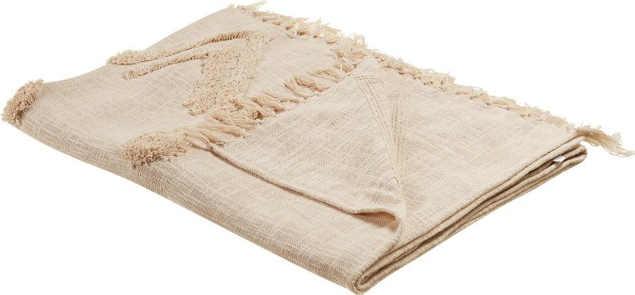 Beliani Koc bawełniany 130 x 180 cm beżowy FATEHPUR!