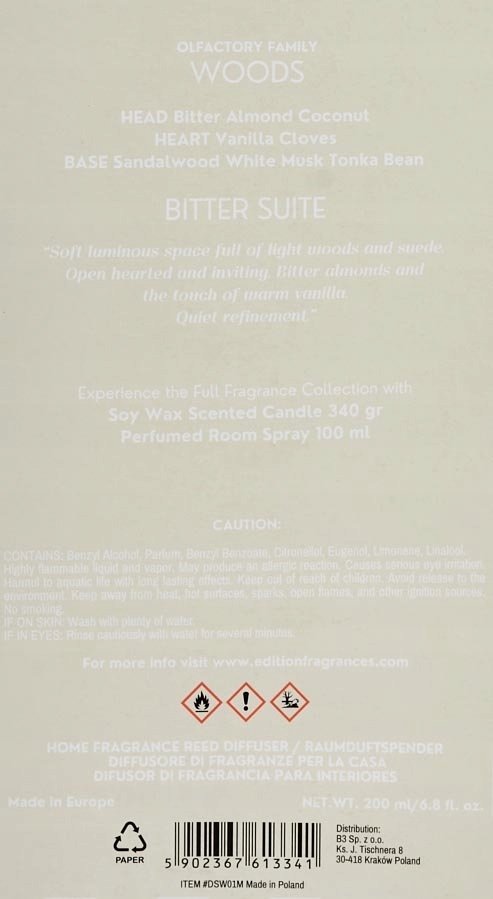 Dyfuzor zapachowy 200ml Sign.Woods Bitter Suite / Edition Fragrances