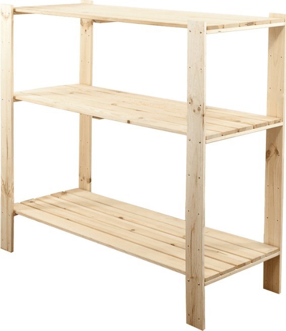 Wamar-Sosenka MAXI Regał Drewniany 115x120x50 cm 3 Półki ażurowe Surowy Drewno sosnowe Naturalny MAXI-3NA / Wamar-Sosenka