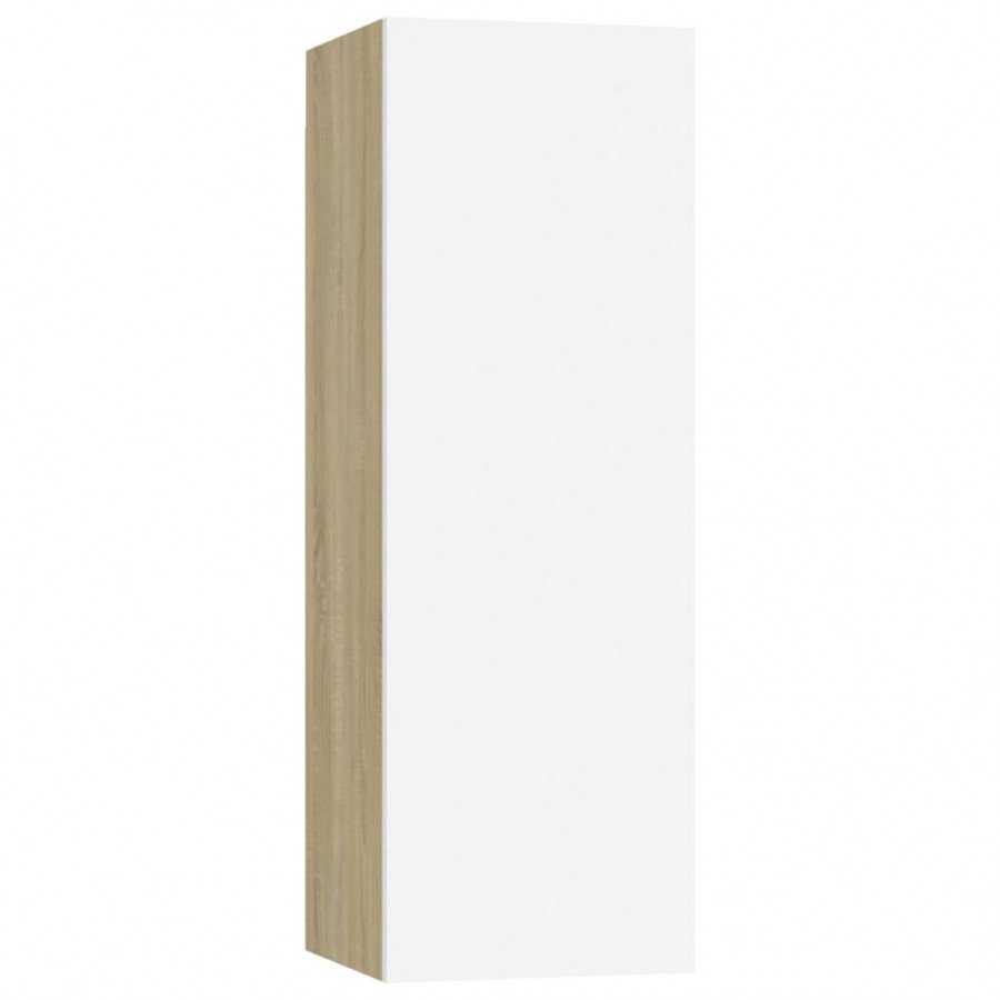 vidaXL Szafka telewizyjna, biel i dąb sonoma, 30,5x30x90 cm, płyta