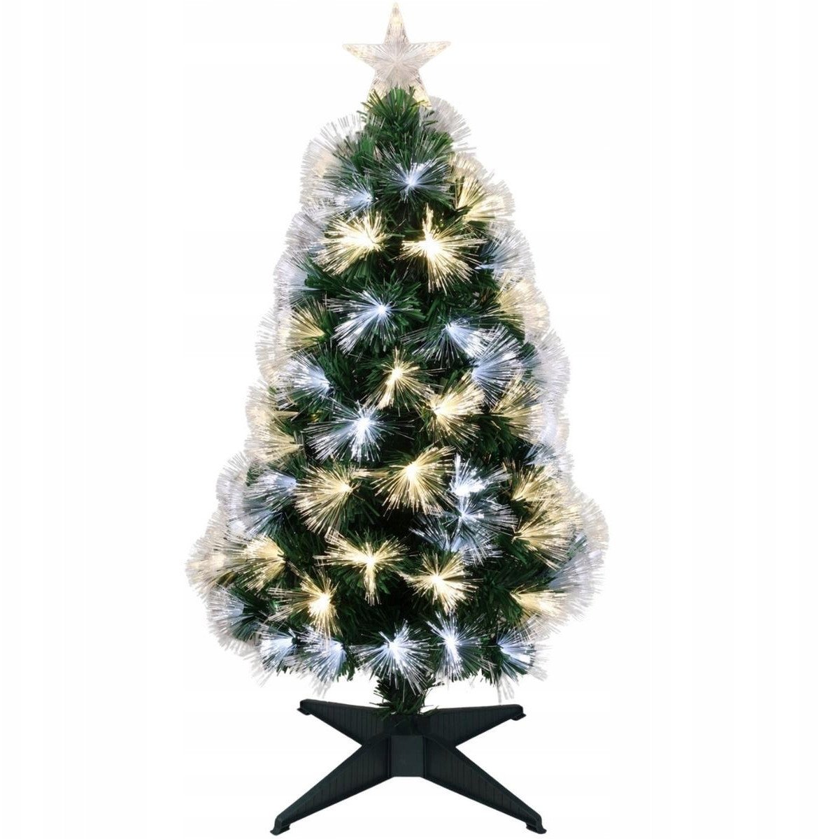 CHOINKA DEKORACYJNA ŚWIATŁOWODOWA CIEPŁY ZIMNY BIAŁY 90CM