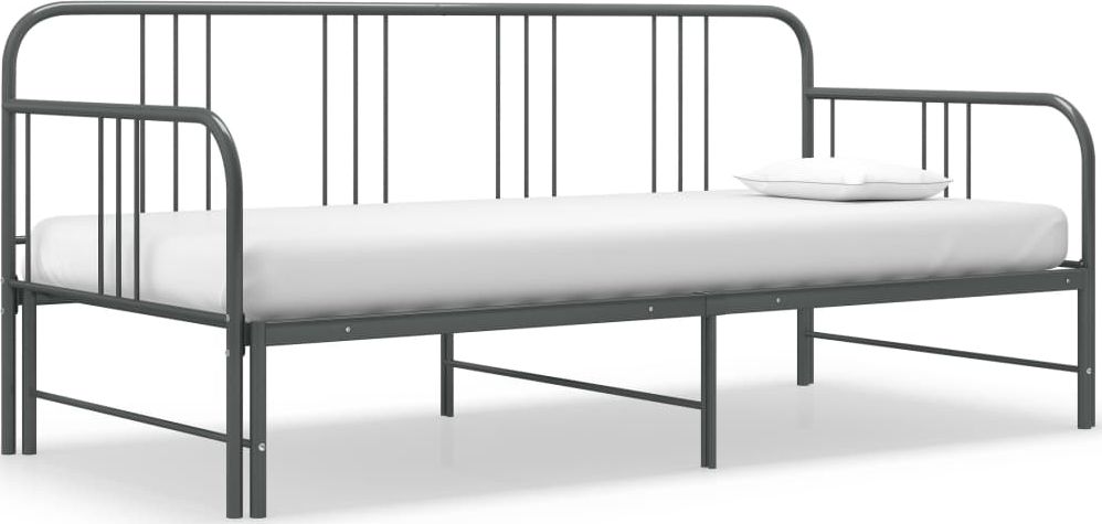 vidaXL Sofa z wysuwaną ramą łóżka, szara, metalowa, 90x200 cm