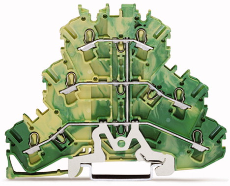 Wago Złączka 3-piętrowa przelotowa PE/PE 69,5x93,3mm żółto-zielona - 2002-3207