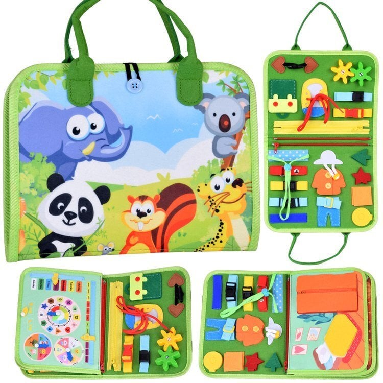 Materiałowa edukacyjna książeczka manipulacyjna Montessori zegar ZA6022 EDUKAMP