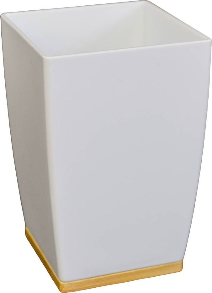 Sepio Kubek pojemnik do łazienki nowoczesny z bambusową podstawką wytrzymały duży