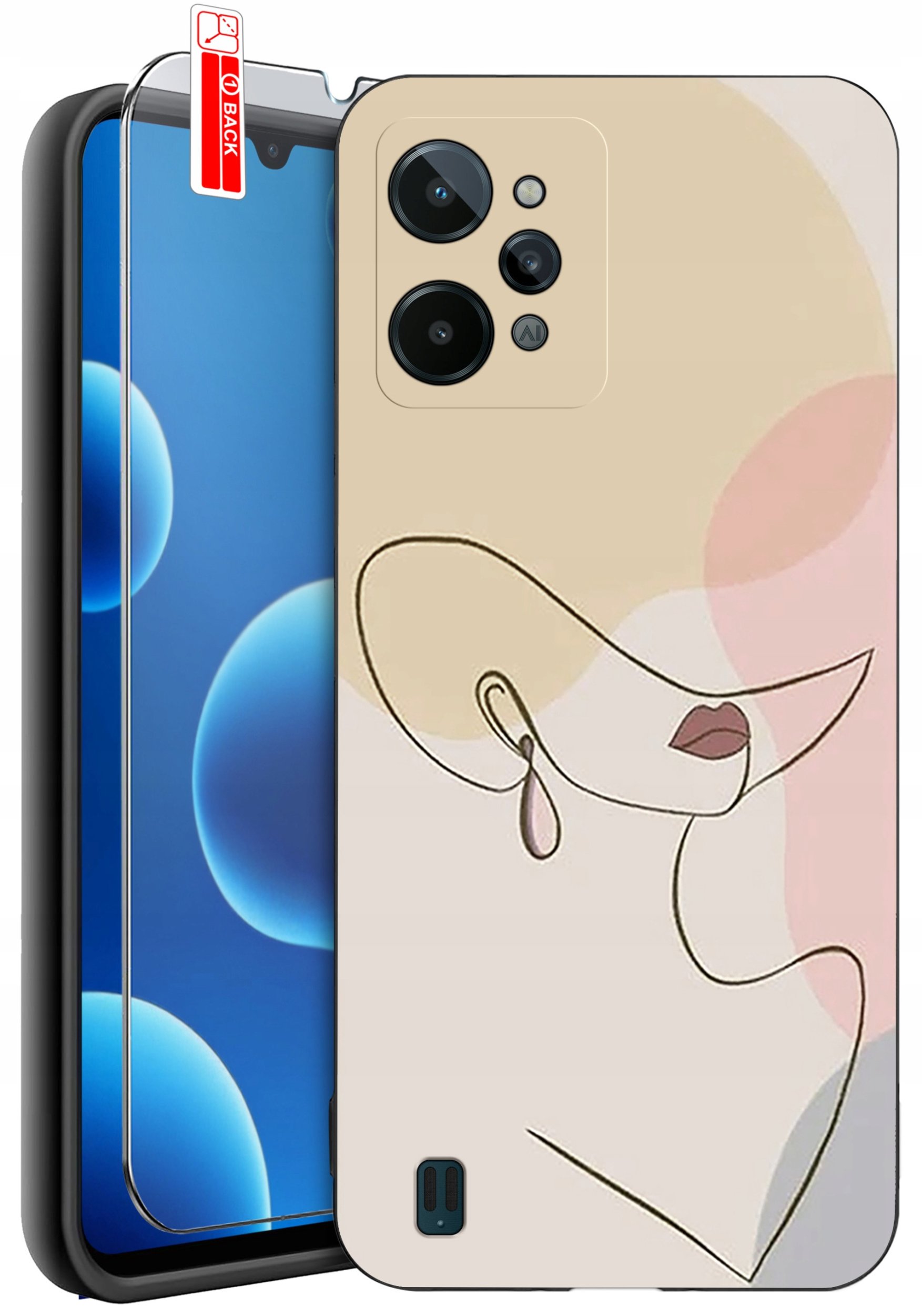 ETUI do Realme C31| WZORY | SILIKONOWE MATT CASE + SZKŁO 9H