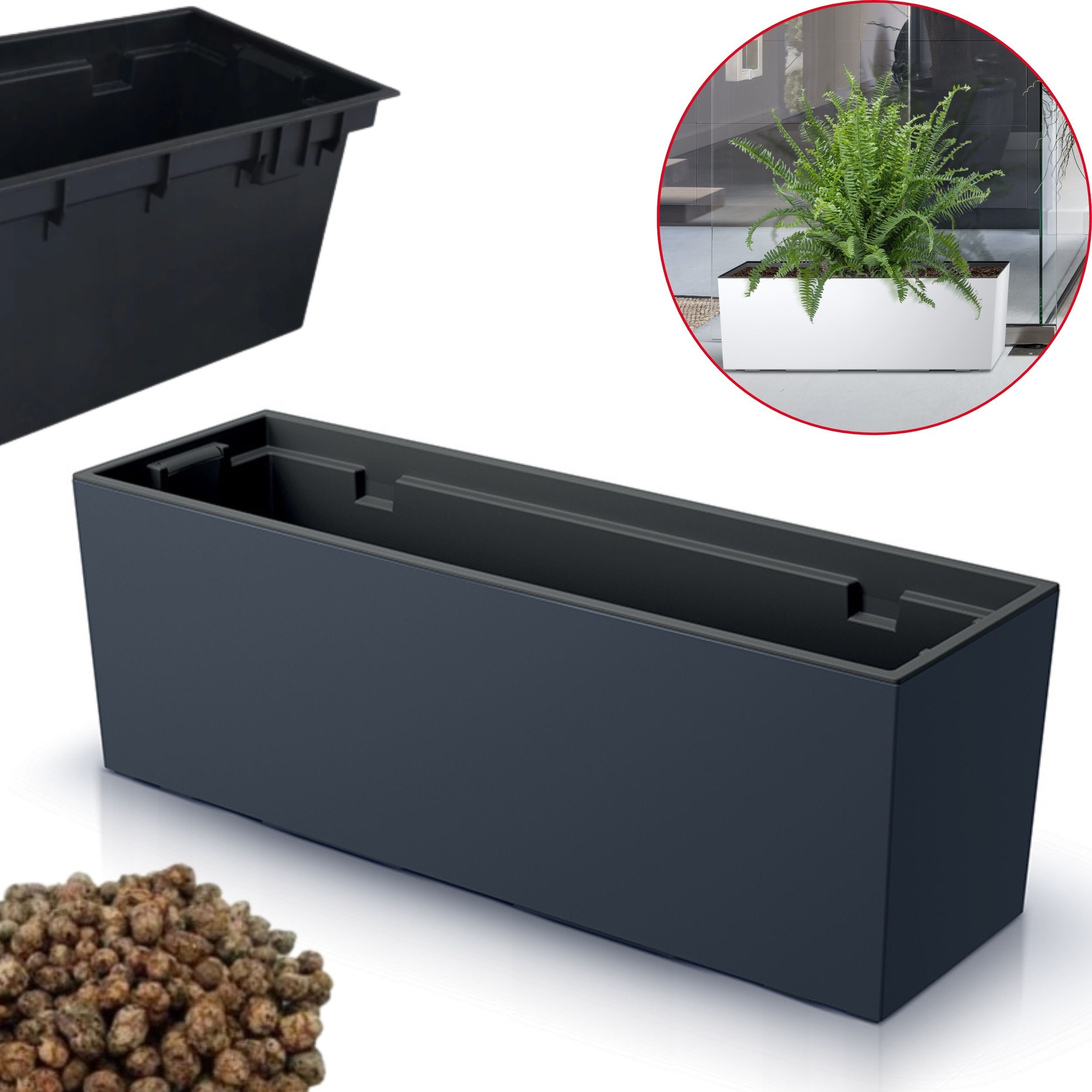 Prosperplast Doniczka podłużna Urbi DUC600 + keramzyt 2l Skrzynka + wkład