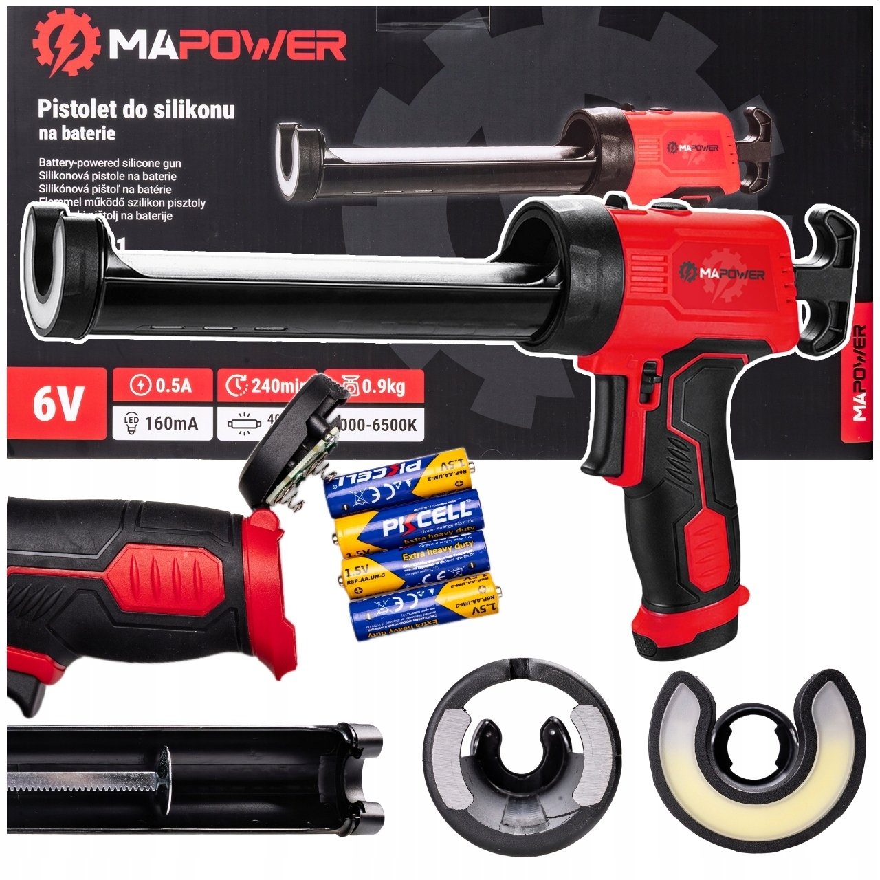 PISTOLET DO SILIKONU WYCISKACZ DO KLEJU MAS AKUMULATOROWY BATERIE MAPOWER