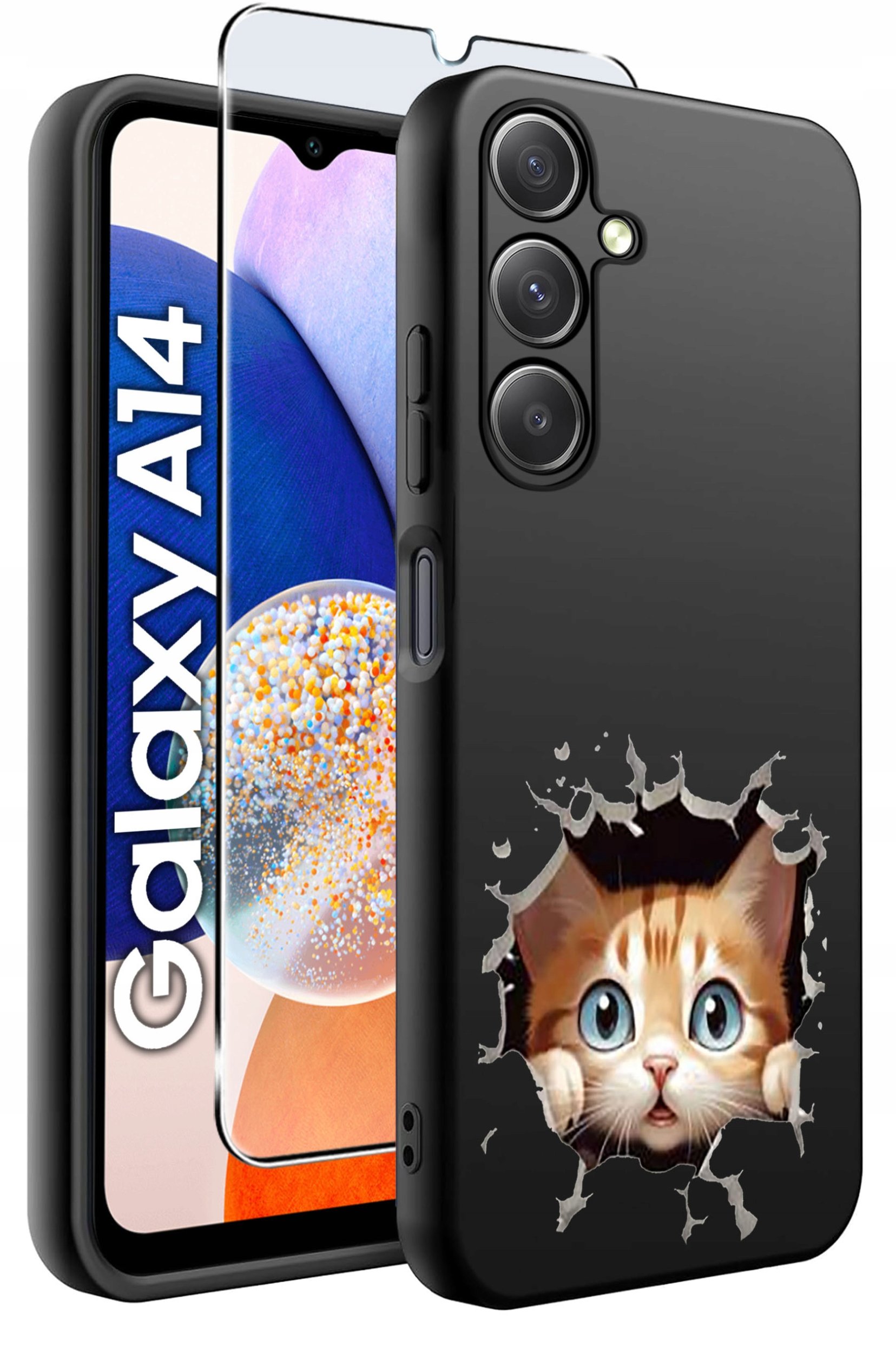 ETUI do Samsung A14 5G WZORY | SILIKONOWE MATT CASE + SZKŁO HARTOWANE 9H