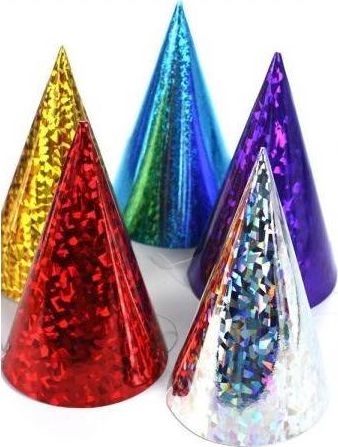 Party Deco Czapeczki kolorowe holograficzne - 6 szt. uniwersalny