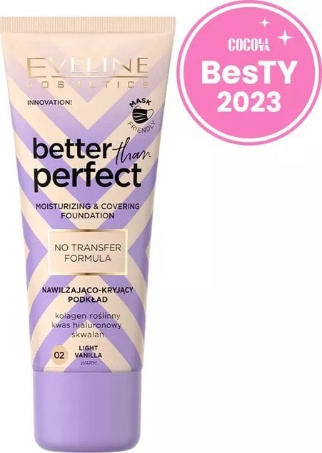 EVELINE KOLOROWKA Eveline Better Than Perfect Podkład nawilżająco-kryjący nr 02 Light Vanilla 30ml