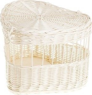 WickerPL Dove Wiklinowy Wybielany Kosz na Gołębie w Kształcie Serca weselny kosz na ptaki 35x30 H35 cm