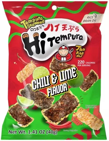 Chipsy Hi Tempura, chipsy z algami nori w tempurze chili i limonki 40g - Tao Kae Noi