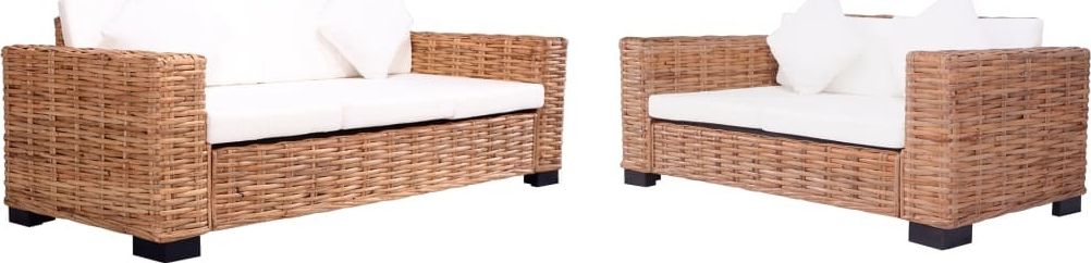 vidaXL zestaw 2 sof ogrodowych z poduszkami, naturalny rattan (276283)