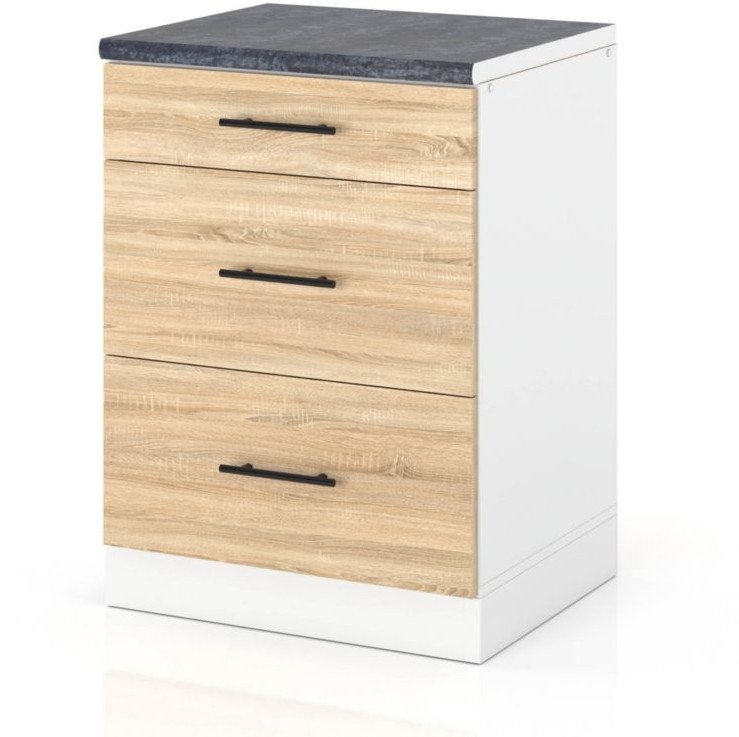 Szafka Kuchenna Stojąca Z Blatem 3 Szuflady 60cm Spremium Dąb Sonoma