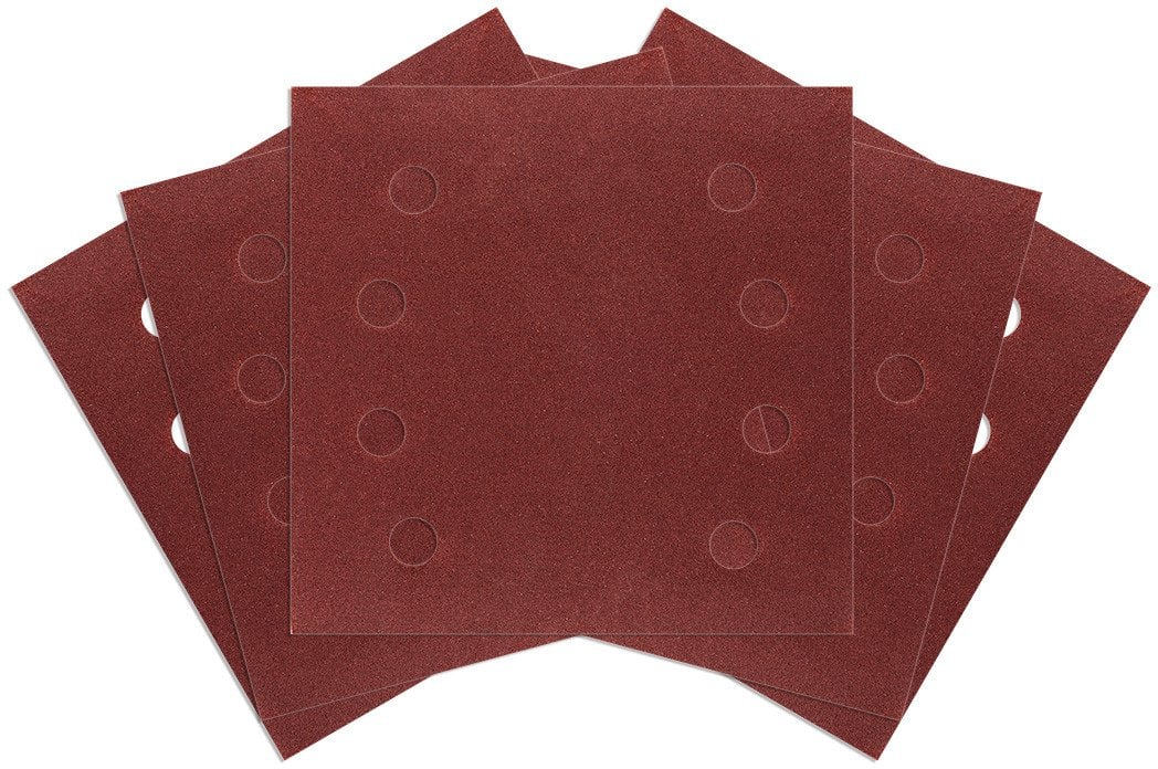 Papiery ścierne na rzep, kwadrat 113 x 113 mm, P120, 5 szt., z 8 otworami do 04-623