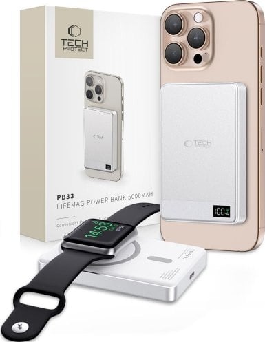 Powerbank Tech-Protect TECH-PROTECT PB33 LIFEMAG MAGSAFE POWER BANK 5000MAH SILVER