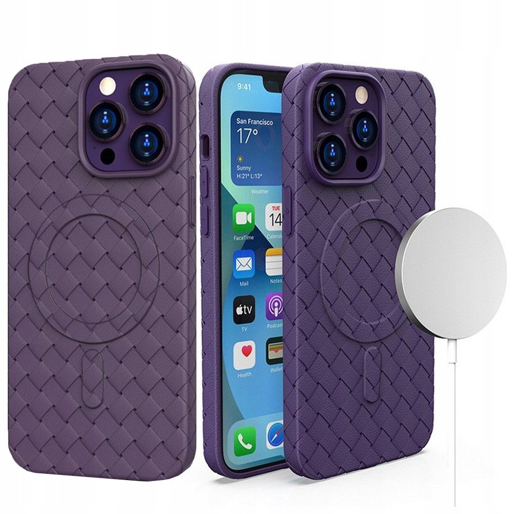 PLECIONE ETUI MAGSAFE WOVEN CASE DO IPHONE 15 PRO MAX - FIOLETOWE