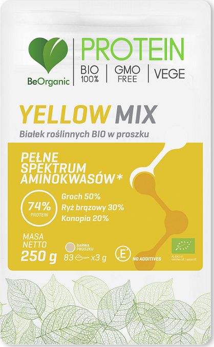 Be Organic BIAŁKO ROŚLINNE YELLOW MIX W PROSZKU BIO 250 g - BE ORGANIC