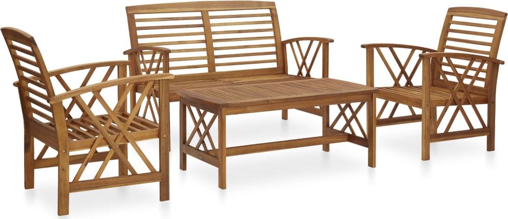 vidaXL 4-cz. zestaw wypoczynkowy do ogrodu, lite drewno akacjowe