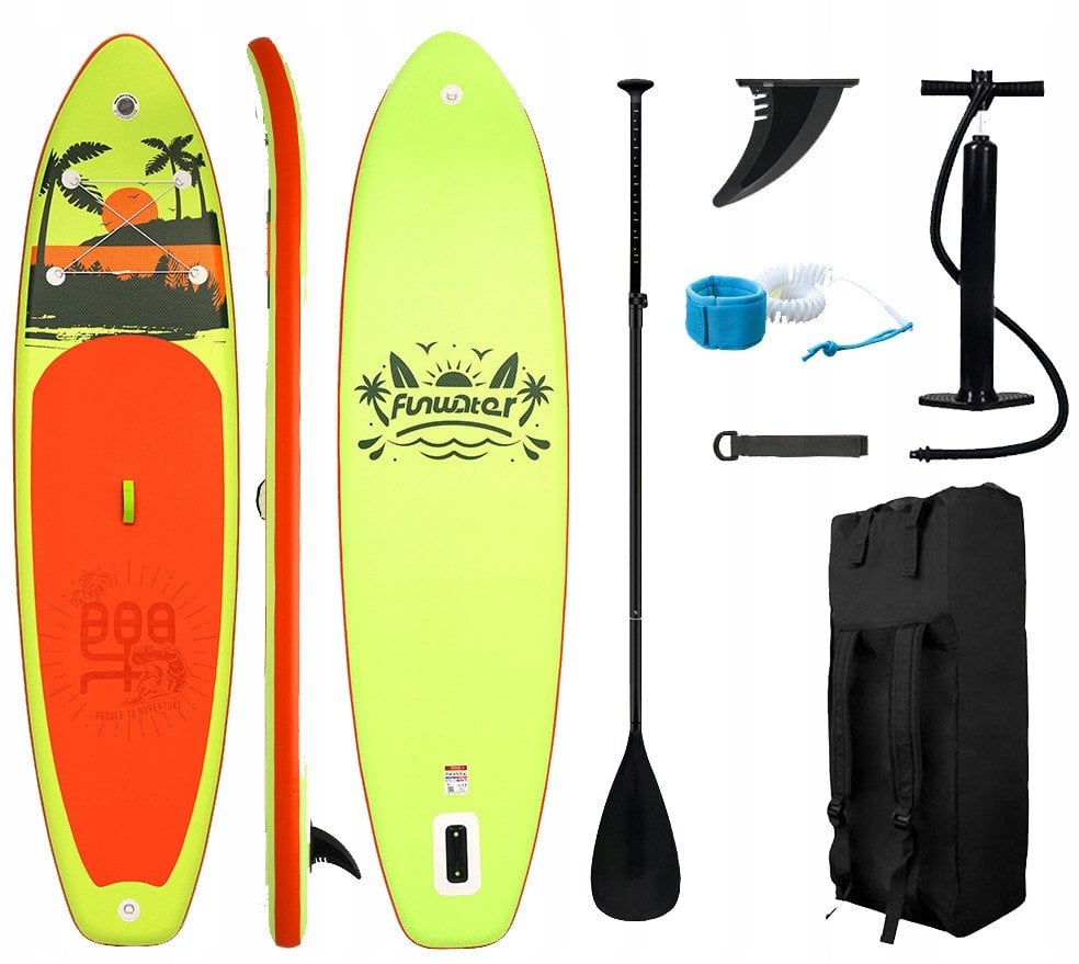 Zestaw Deska SUP Paddleboard do Pływania 7w1 Żółta KUBISPORT 335x84x15 cm