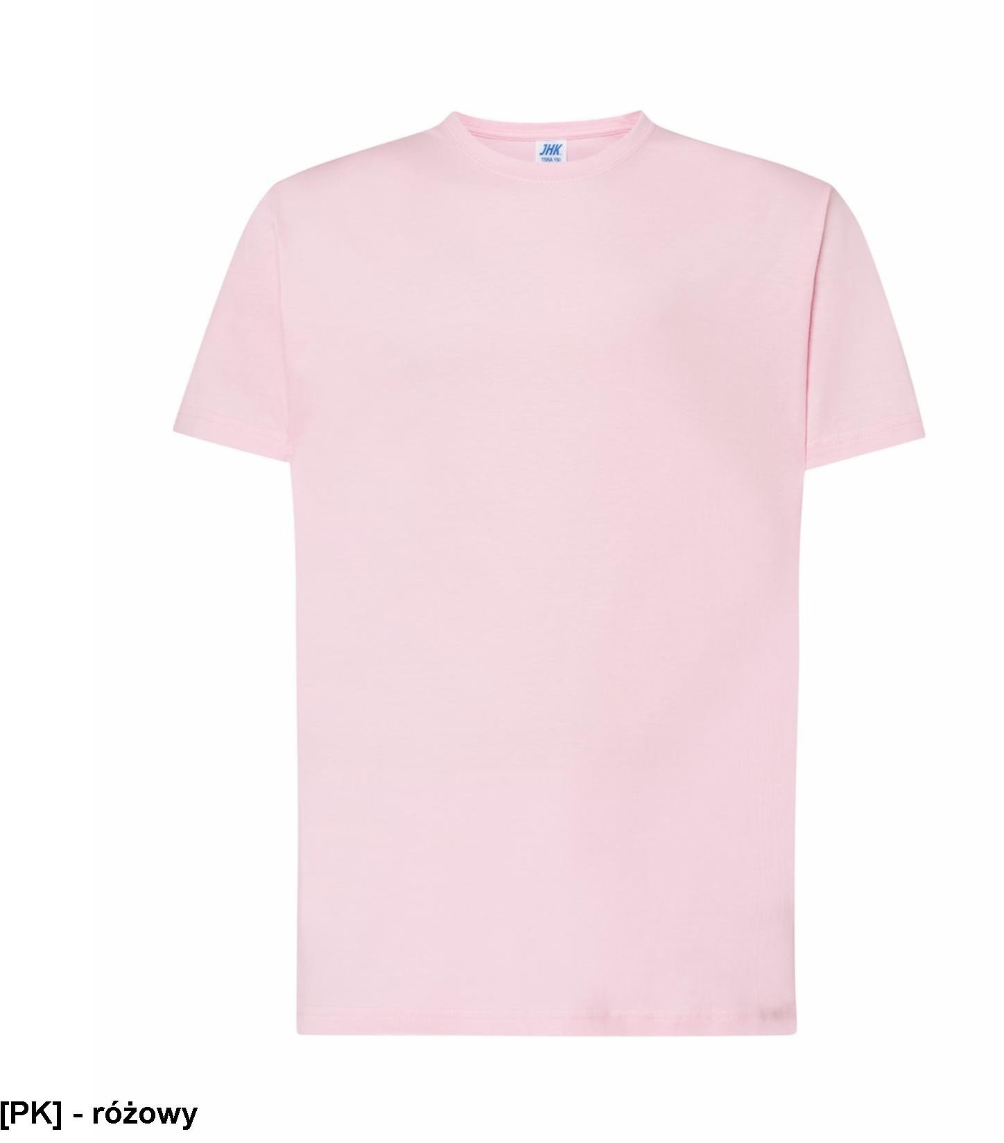 T-shirt JHK TSRA 150 - męski z krótkim rękawem wzmocniony lycrą ściągacz, 100% bawełna, 155-160g - różowy XL