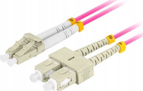 Lanberg Patchcord światłowodowy Lanberg MM LC/UPC-SC/UPC DUPLEX 3.0MM OM4 50/125 LSZH 3m fioletowy