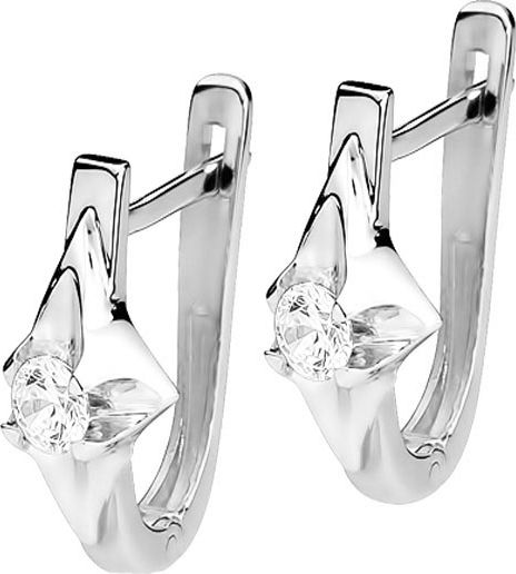 Lovrin Kolczyki z białego złota 585 przecinki z diamentami Brylanty