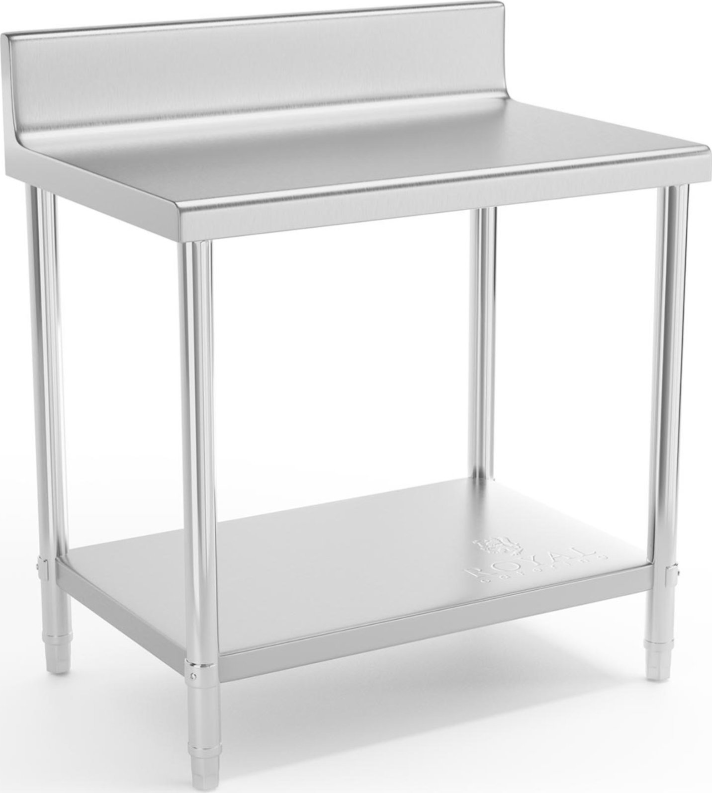 Royal Catering Stół blat roboczy stalowy nierdzewny przyścienny z rantem i półką 90x60cm Stół blat roboczy stalowy nierdzewny przyścienny z rantem i p