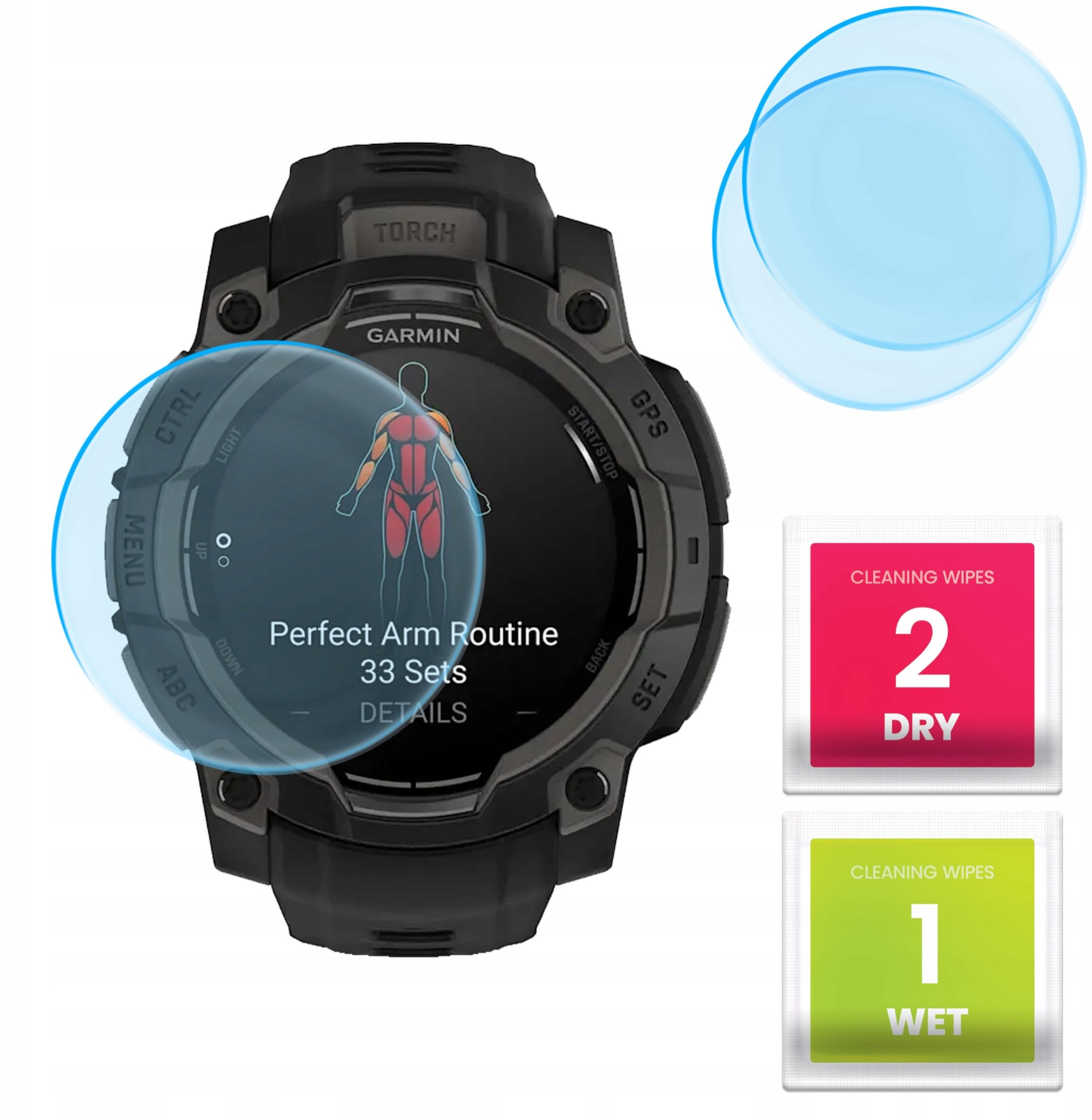 2-PAK Szkło Hybrydowe do Garmin Instinct 3 45 mm (Szkiełko, Ochronne, 9H)