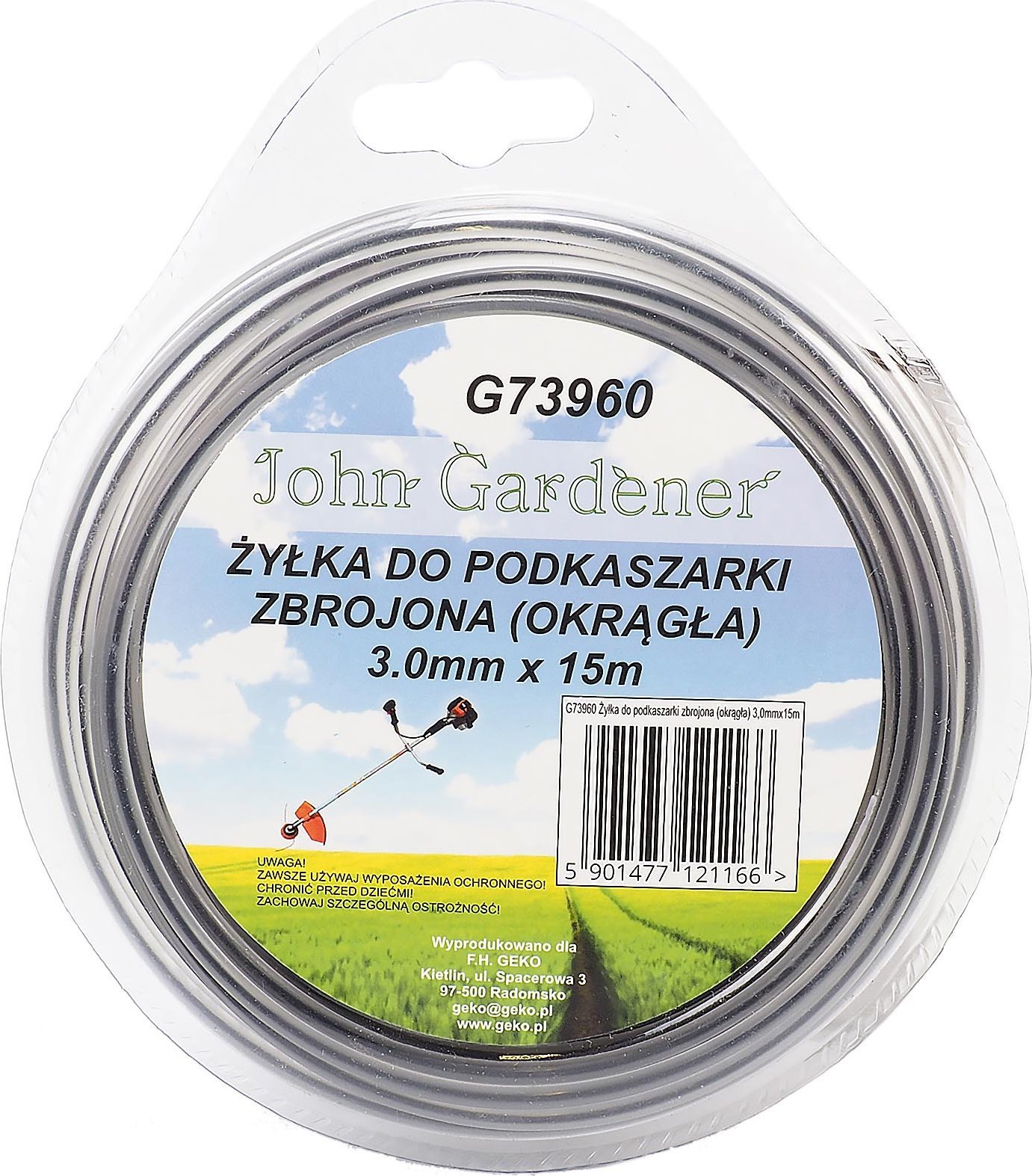 John Gardener Żyłka do podkaszarki zbrojona(okrągła)3,0mmx15m(10/80)