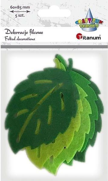 Titanum Filcowe liście 85x60mm zielone 5szt