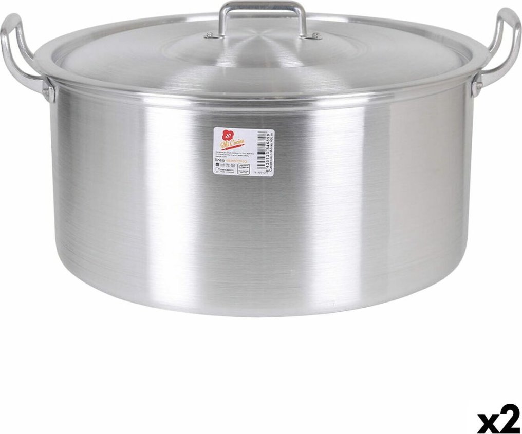 Bigbuy Cooking Garnek z Pokrywką Aluminium 49 x 41 x 24 cm (2 Sztuk)