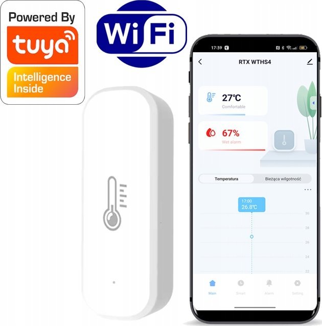 Czujnik Sensor Temperatury i Wilgotności WiFi Tuya RTX Eco