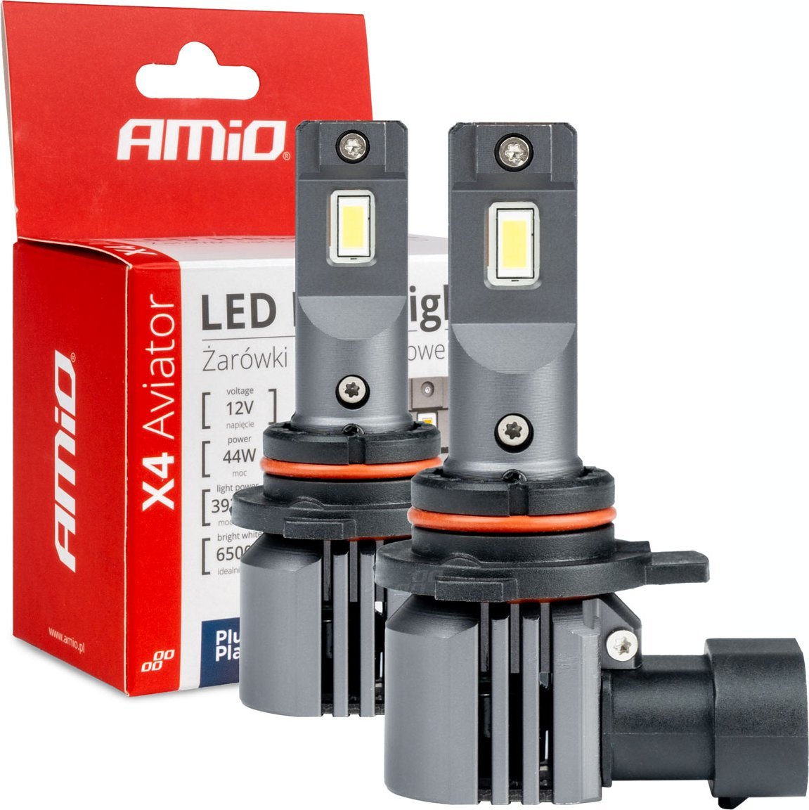 AMiO Żarówki samochodowe led seria x4 aviator hir2 9012 6500k canbus amio-03768